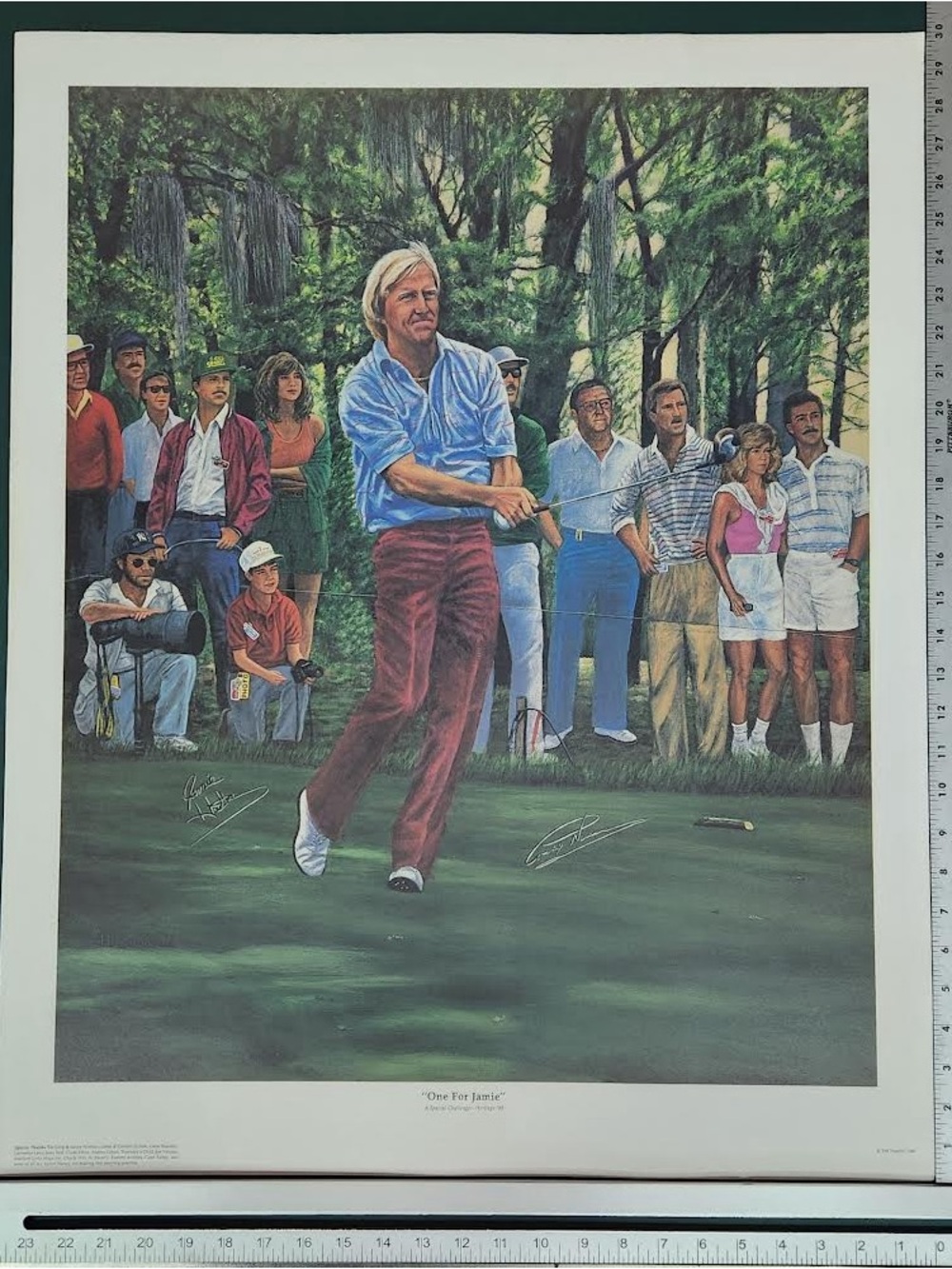 Golf Print 'One For Jamie' - Man in Blue Shirt & Burgundy Pants